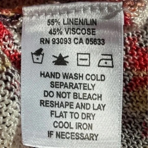 Nic+Zoe | Floral Stripe Linen Blend Open Knit Button Front Cardigan, Large - Picture 6 of 6